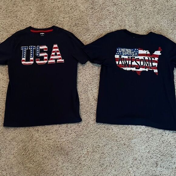 🇺🇸 2 USA Shirts kids size 10 (medium) 🇺🇸 - Picture 1 of 6